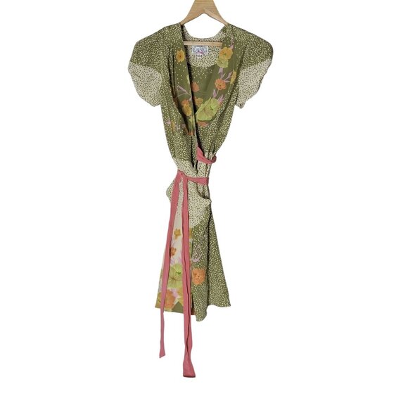 Anthropologie Baraschi Womens Floral Silk Wrap Dress Size Medium - Picture 1 of 7